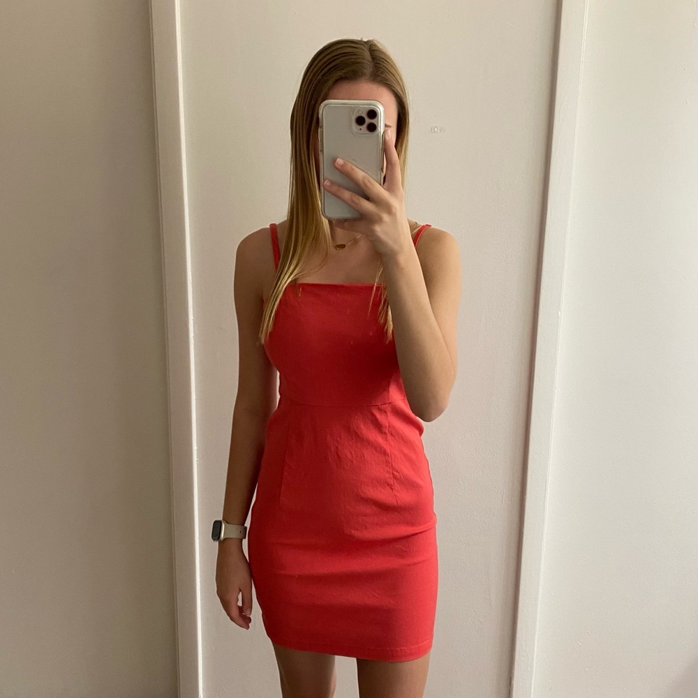 Bright Pink Form Fitting Dress S